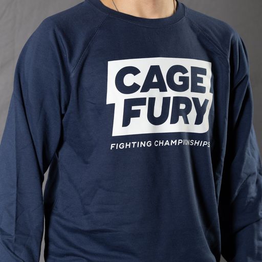 Cage Fury Crewneck Sweatshirt (Navy Blue with White Logo)