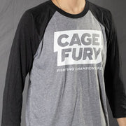 Cage Fury Unisex Raglan T-shirt (Vintage Black with Heather Gray Body)
