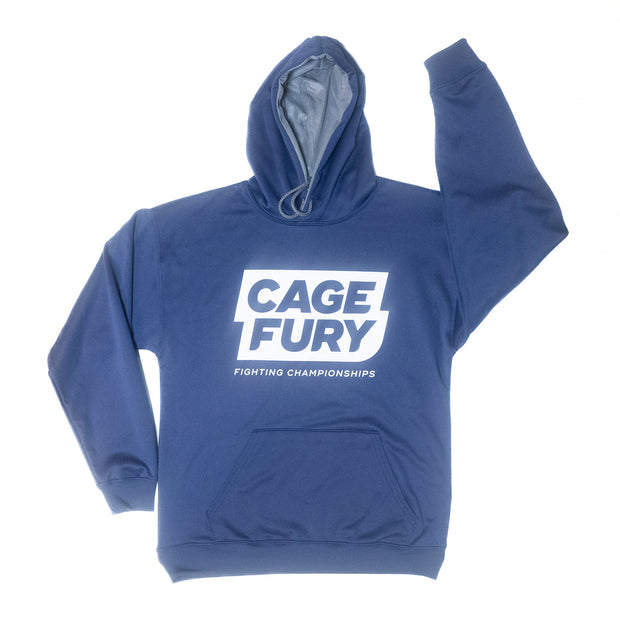Cage Fury Tech Fleece Hoodie (Navy with White Logo)
