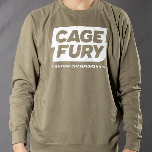 Cage Fury Crewneck Sweatshirt (Military Green with White Logo)