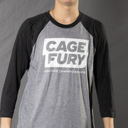 Cage Fury Unisex Raglan T-shirt (Vintage Black with Heather Gray Body)
